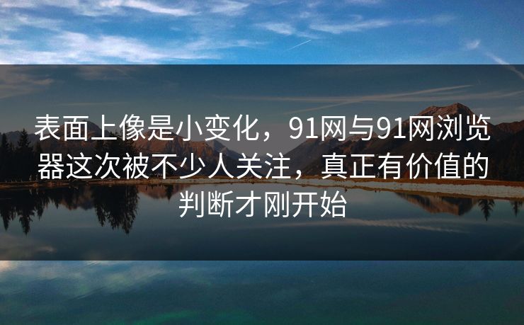 表面上像是小变化，91网与91网浏览器这次被不少人关注，真正有价值的判断才刚开始