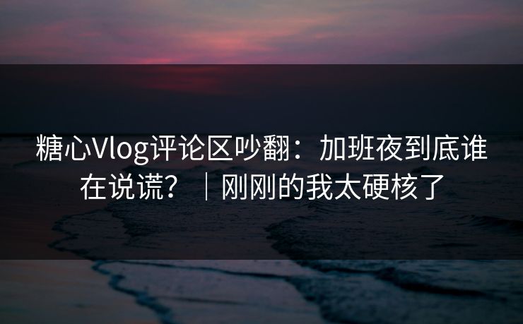 糖心Vlog评论区吵翻：加班夜到底谁在说谎？｜刚刚的我太硬核了