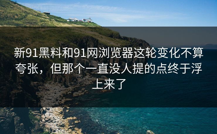 新91黑料和91网浏览器这轮变化不算夸张，但那个一直没人提的点终于浮上来了