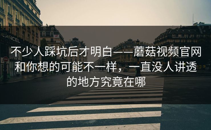 不少人踩坑后才明白——蘑菇视频官网和你想的可能不一样，一直没人讲透的地方究竟在哪