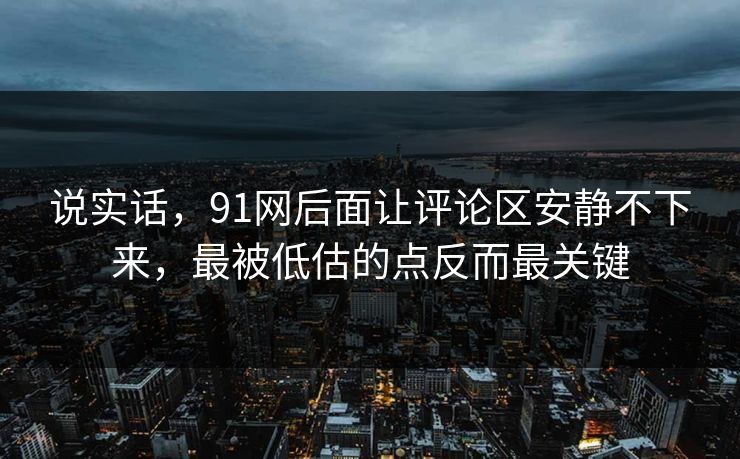 说实话，91网后面让评论区安静不下来，最被低估的点反而最关键
