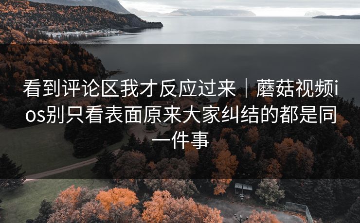 看到评论区我才反应过来｜蘑菇视频ios别只看表面原来大家纠结的都是同一件事