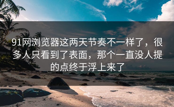 91网浏览器这两天节奏不一样了，很多人只看到了表面，那个一直没人提的点终于浮上来了