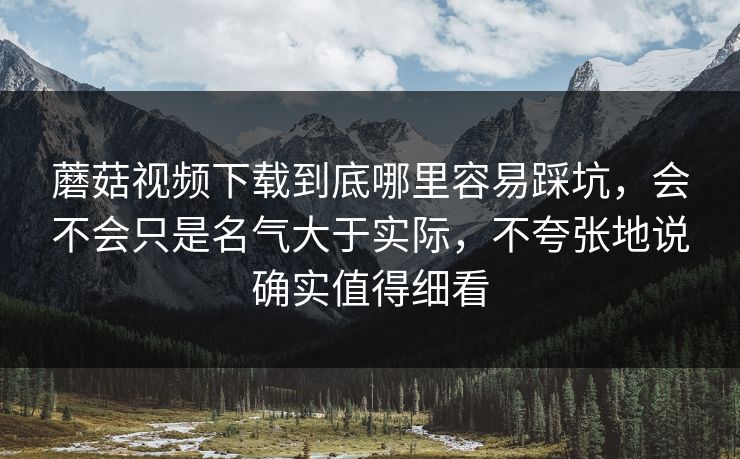 蘑菇视频下载到底哪里容易踩坑，会不会只是名气大于实际，不夸张地说确实值得细看