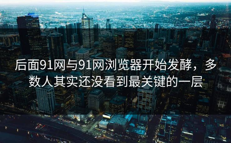 后面91网与91网浏览器开始发酵，多数人其实还没看到最关键的一层